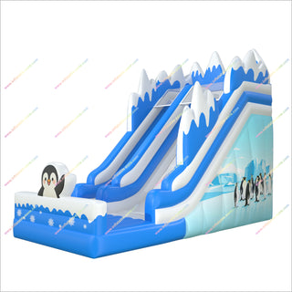 Penguin-Themed Inflatable Slide And Bouncer Winter Wonderland Near Me Buy Bouncy Castle With Slide