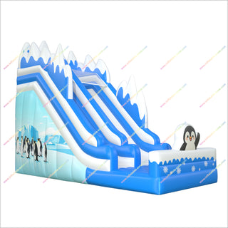 Penguin-Themed Inflatable Slide And Bouncer Winter Wonderland Near Me Buy Bouncy Castle With Slide