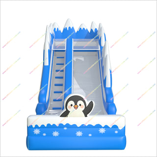 Penguin-Themed Inflatable Slide And Bouncer Winter Wonderland Near Me Buy Bouncy Castle With Slide