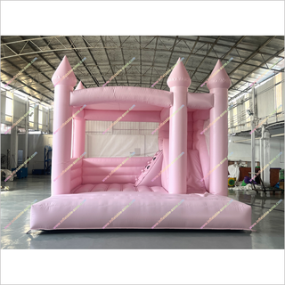 Pink Bounce House With Slide Combo Inflatable Bouncer Jumping Inflatable Dry Slide Bouncy Castle