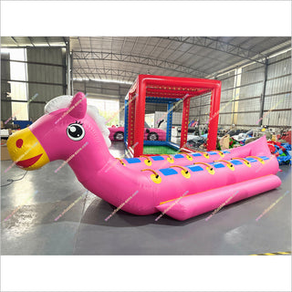 Pink Inflatable Horse Water Toy Inflatable Flying Fish Tube Banana Boat For Water Sport Game