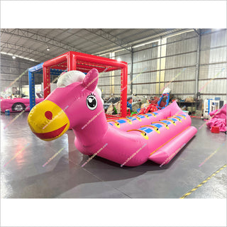 Pink Inflatable Horse Water Toy Inflatable Flying Fish Tube Banana Boat For Water Sport Game