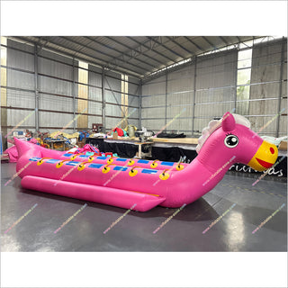Pink Inflatable Horse Water Toy Inflatable Flying Fish Tube Banana Boat For Water Sport Game