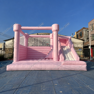 Add a pop of color to your celebrations with our Pink Bounce House Combo! This commercial inflatable slide is perfect for weddings and birthday parties. Let the festivities soar with this versatile and vibrant jumping castle!