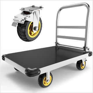 Heavy Duty Push Cart Dolly Extra Large Platform Truck Cart Flat Cart With Non-Slip Mat And Swivel Brake Wheels