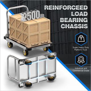 Heavy Duty Push Cart Dolly Extra Large Platform Truck Cart Flat Cart With Non-Slip Mat And Swivel Brake Wheels