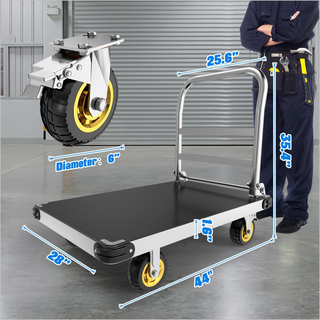 Heavy Duty Push Cart Dolly Extra Large Platform Truck Cart Flat Cart With Non-Slip Mat And Swivel Brake Wheels