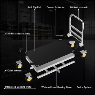 Heavy Duty Push Cart Dolly Extra Large Platform Truck Cart Flat Cart With Non-Slip Mat And Swivel Brake Wheels