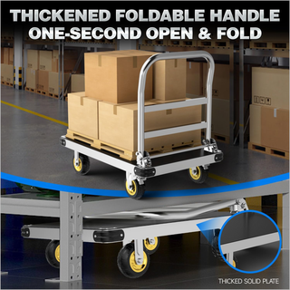 Heavy Duty Push Cart Dolly Extra Large Platform Truck Cart Flat Cart With Non-Slip Mat And Swivel Brake Wheels