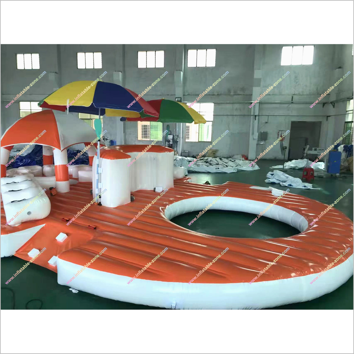 Inflatable Party Dock Portable Floating Dock Inflatable Party Island Commercial Water Play E