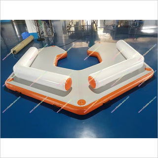 Portable Inflatable Dock Floating Island Pool Float Water Play Mat C-Shaped Inflatable Platform For Lake