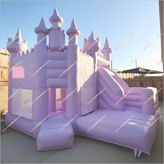 Princess Castle Inflatable Huge Bounce House With Slide Pastel Combo 3 In 1 Inflatable Bouncer