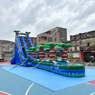 Make a splash with our Giant Inflatable Water Slide Playground! Featuring palm trees, a thrilling slip and slide, and a refreshing pool landing, this backyard adventure is perfect for all-day summer fun. Easy to set up and tons of fun—kids won’t want to come inside!
