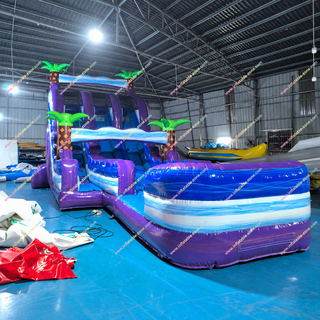 Dive into fun with the Purple Plunge Happy Hop Waterslide! This vibrant inflatable pool slide is perfect for backyard play or commercial events. Durable, colorful, and easy to set up—it's the ultimate summer attraction. Shop now for top-rated water slides for sale at unbeatable value!