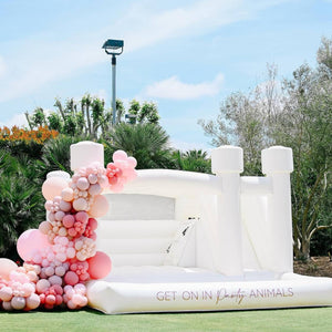 Wedding White Bounce House With Slide Inflatable White Jumper Castle Hose
