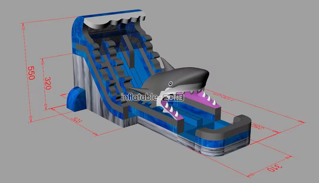 Inflatable-Zone Design Shark Inflatable Water Slide Jumping Castle Swimming Pool Giant Waterslides Bouncy And Fun Party