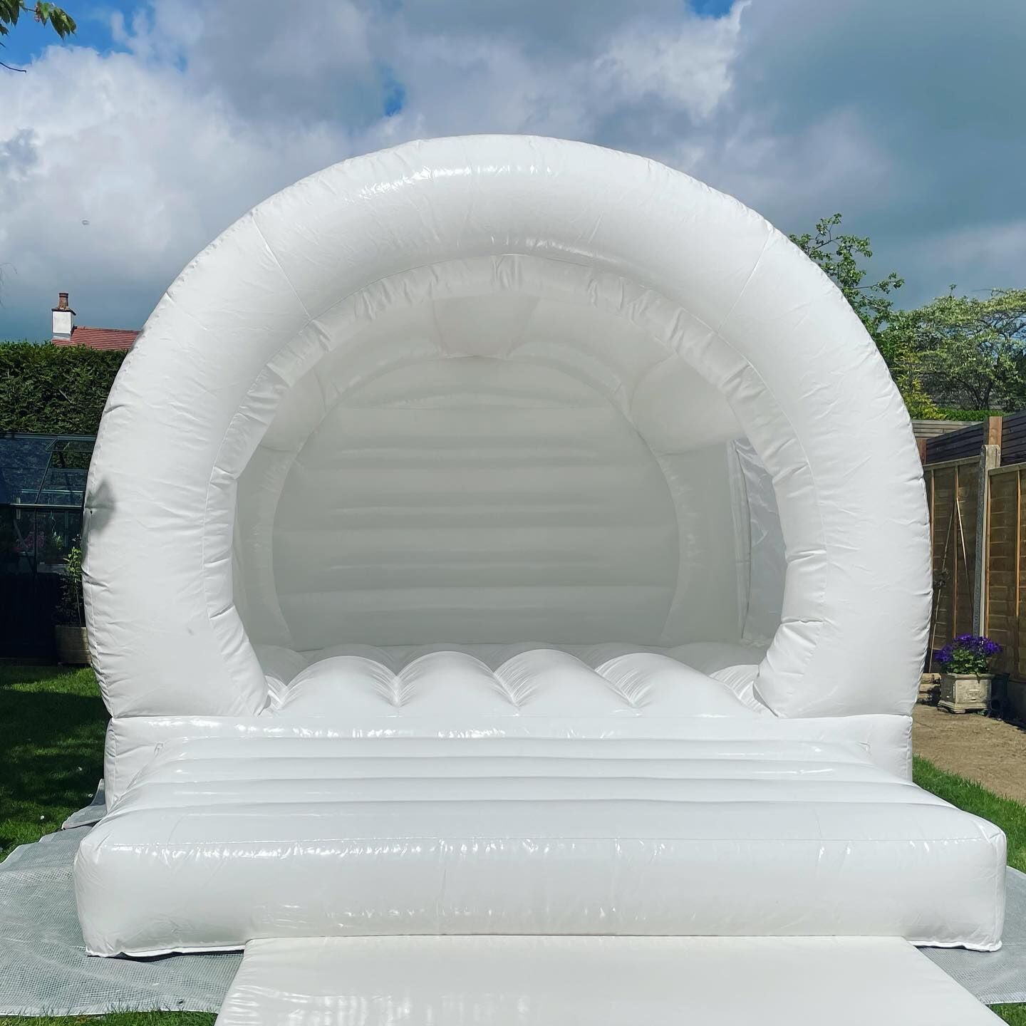 White Bounce House Circle Arch White Castle Bouncy House Wedding Party