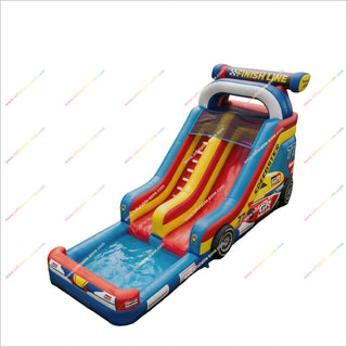Racecar Inflatable Waterslide Target Finish Line Outdoor Blow Up Water Slide Inflatable Pool For Garden