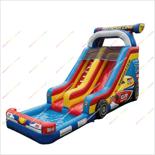 Racecar Inflatable Waterslide Target Finish Line Outdoor Blow Up Water Slide Inflatable Pool For Garden