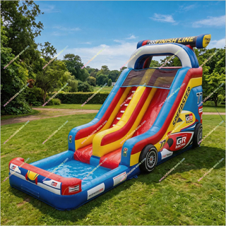 Racecar Inflatable Waterslide Target Finish Line Outdoor Blow Up Water