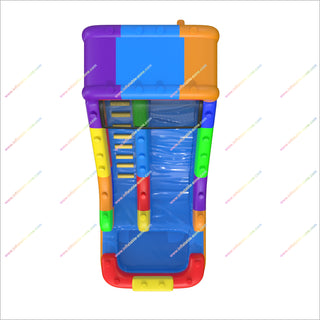 Block Party Rainbow Inflatable Water Slide Soft Play Equipment Commercial Waterslide Splash Pool