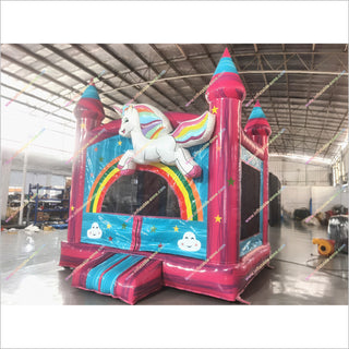 Rainbow Unicorn Bounce House Jump Inflatable Park Moon Bouncer Indoor Bouncy Castle For Sale