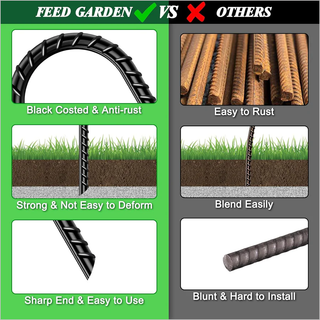 Rebar Stakes Heavy Duty J Hook, Galvanized Steel Ground Stakes Tent Stakes Ground Anchors, Chain Link Fence Stakes, Trampoline Stakes, Black