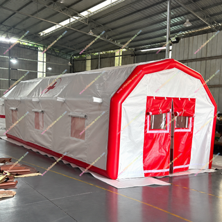 Red Cross medical inflatable hospital tents provide rapid deployment solutions for emergency response, disaster relief, field hospitals, and temporary healthcare facilities. Built from heavy-duty waterproof PVC with reinforced air beams, these inflatable air tents offer quick setup, spacious interiors, weather resistance, and customizable layouts for medical treatment, isolation wards, triage, and emergency shelters.