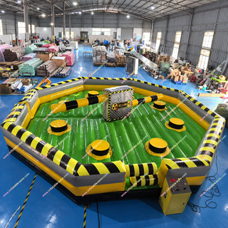 Rent the Meltdown Inflatable for nonstop fun! This rotating mechanical challenge features thrilling obstacle games and a toxic meltdown design. Perfect for parties and events, it’s available for sale and rental. Test your balance and reflexes in this exciting inflatable experience everyone will love!