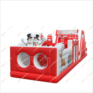 Snowmen Theme Rental Inflatable Obstacle Course Christmas Winter Wonderland Bouncy Castle Assault Course Near Me