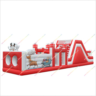 Snowmen Theme Rental Inflatable Obstacle Course Christmas Winter Wonderland Bouncy Castle Assault Course Near Me