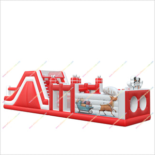 Snowmen Theme Rental Inflatable Obstacle Course Christmas Winter Wonderland Bouncy Castle Assault Course Near Me