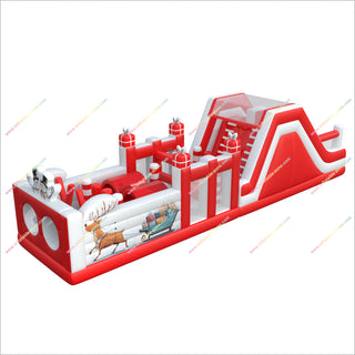 Snowmen Theme Rental Inflatable Obstacle Course Christmas Winter Wonderland Bouncy Castle Assault Course Near Me