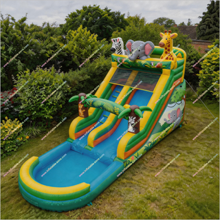 Safari-Themed Waterslide Inflatable Rentals Small Blow Up Pool Inflatable Bounce House Water Slide For Kids