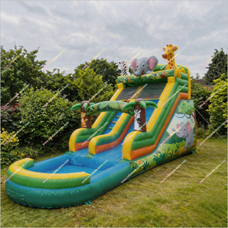 Safari-Themed Waterslide Inflatable Rentals Small Blow Up Pool Inflatable Bounce House Water Slide For Kids