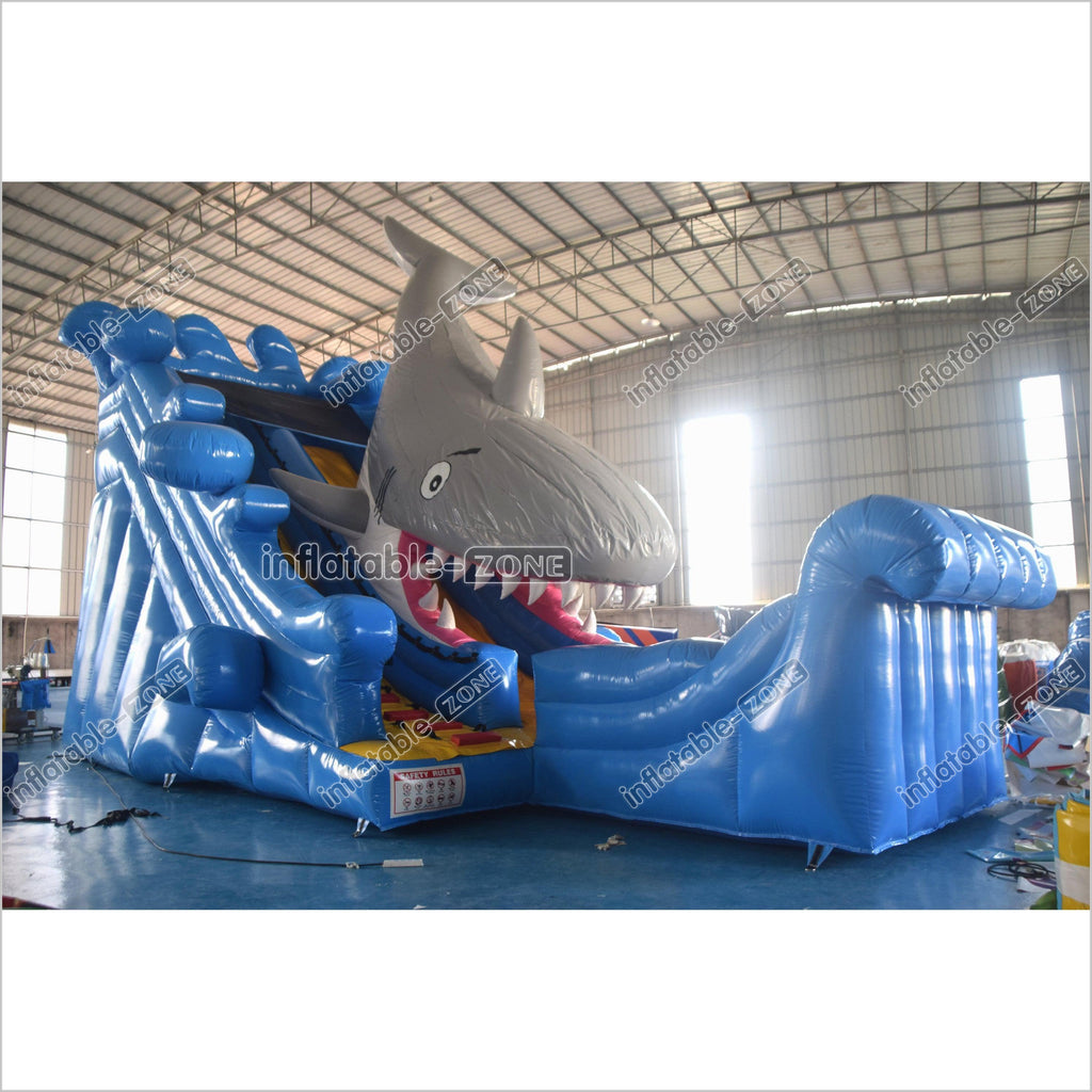 Big Shark Attack Inflatable Slides Commercial Dry Inflatable Bounce Bl