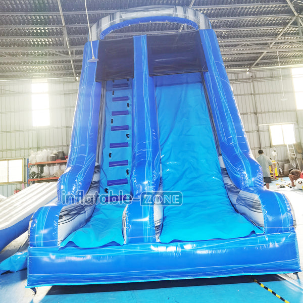 Marble Blue Single Lane Inflatable Slide Great Inflatable Dry Splash Slide For Indoor Playground Equipment