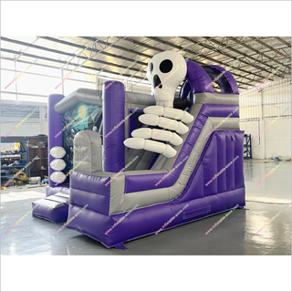 Skeleton Inflatable Haunted House With Slide Halloween Spooky Party Bouncy Castle Slide Combo For Sale