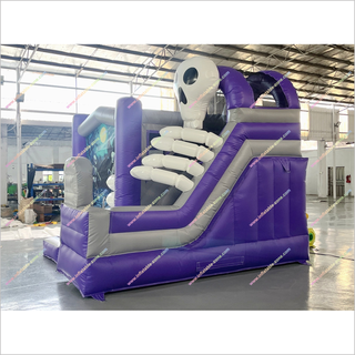 Skeleton Inflatable Haunted House With Slide Halloween Spooky Party Bouncy Castle Slide Combo For Sale