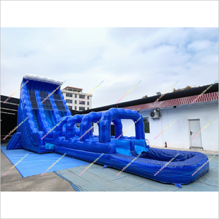 Inflatable Dual Lane Slip And Slide Splash Pool Blue Crush Inflatable Water Slide For Adults For Sale