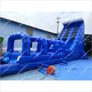 Inflatable Dual Lane Slip And Slide Splash Pool Blue Crush Inflatable Water Slide For Adults For Sale