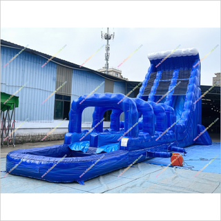 Inflatable Dual Lane Slip And Slide Splash Pool Blue Crush Inflatable Water Slide For Adults For Sale