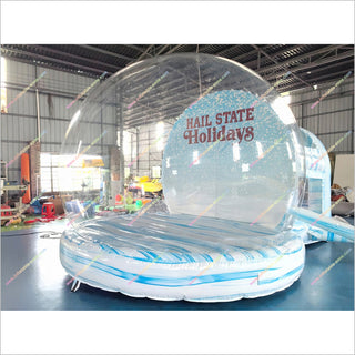 Large Inflatable Snow Globe Clear Bubble Bounce House Transparent Photo Booth Snow Globe Inflatable For Christmas
