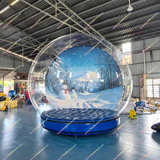Get the best value with this Cheap Christmas Decorations solution: the Snowman Inflatable Snow Globe Blow Up Photo Booth! This giant, festive dome makes a stunning visual statement and offers an interactive space for memorable pictures. Perfect for retail displays or as a highly sought-after inflatable rental. Quick inflation for instant holiday cheer!