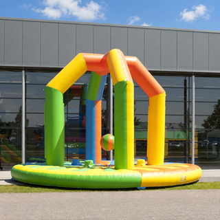 Elevate your sports-themed party with the Swing Him Off Inflatable Tether Ball Game! This blow-up wrecking ball playground challenges players to balance and swing the ball to topple opponents. Ideal for outdoor fun, it’s a crowd-pleasing game that guarantees endless laughs and friendly competition for all ages!