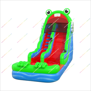 Frog-Themed Summer Inflatable Water Slides Jump Into Fun Inflatables Bounce House Water Slide Pool