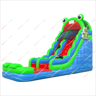 Frog-Themed Summer Inflatable Water Slides Jump Into Fun Inflatables Bounce House Water Slide Pool