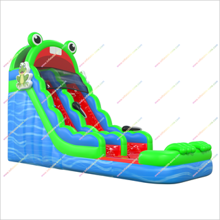 Frog-Themed Summer Inflatable Water Slides Jump Into Fun Inflatables Bounce House Water Slide Pool