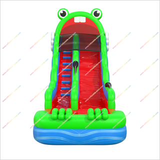 Frog-Themed Summer Inflatable Water Slides Jump Into Fun Inflatables Bounce House Water Slide Pool