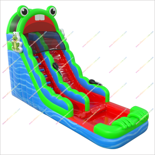Frog-Themed Summer Inflatable Water Slides Jump Into Fun Inflatables Bounce House Water Slide Pool